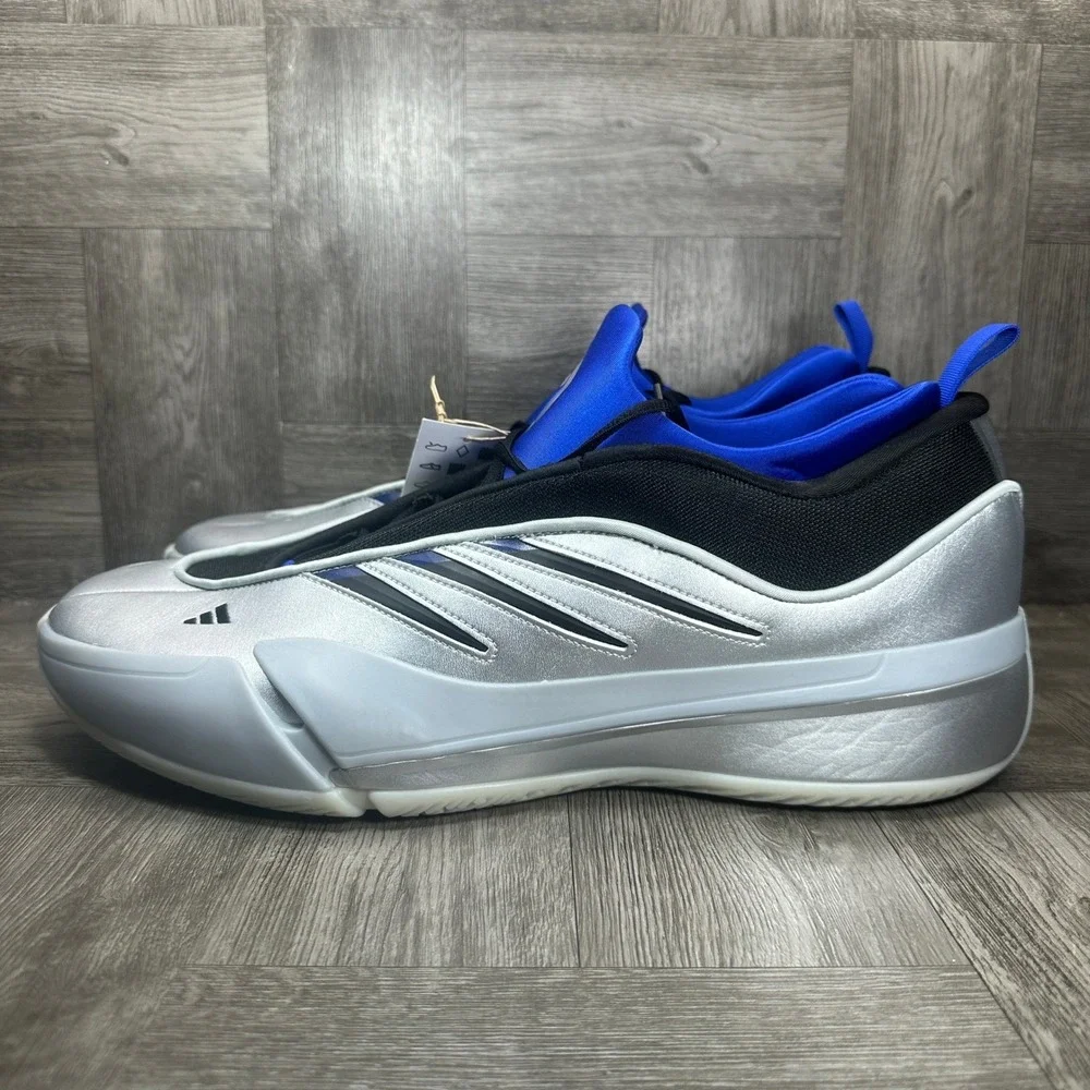 Adidas Dame 9 Basketball Mens 17 Silver Metallic Blue Athletic NEW JH6633
